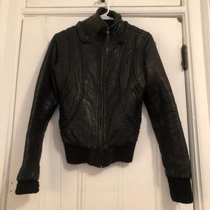 Black Aqua Leather Jacket